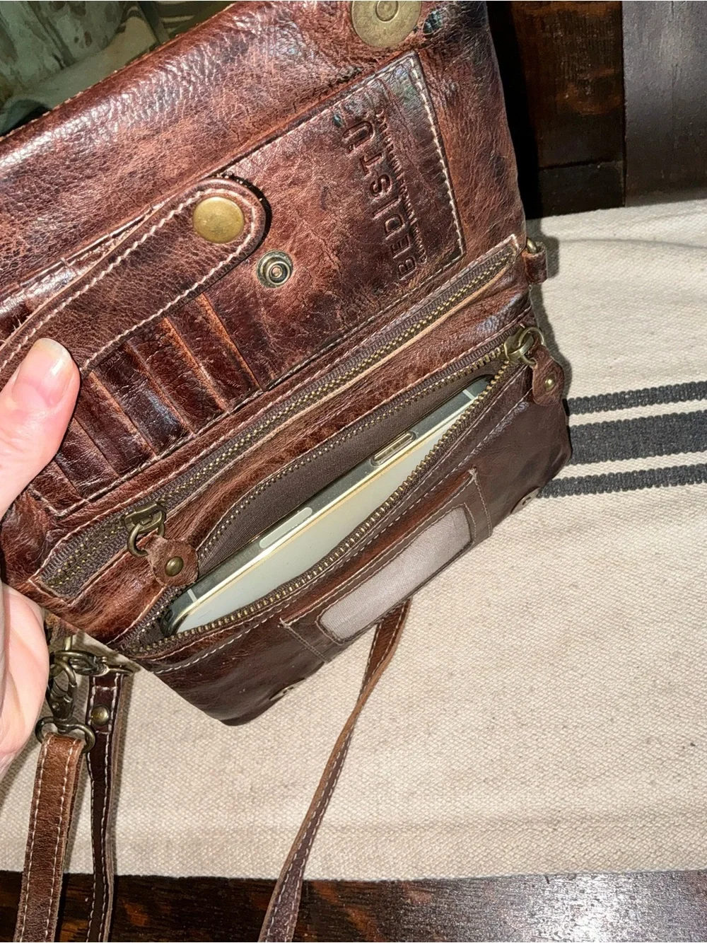 Bed Stu Bayshore Cadence Wallet Wristlet Clutch Bag Teak Rustic Rustic $179